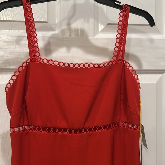 CeCe Red Sheath Midi Dress Square Neck Cocktail - Picture 3 of 10